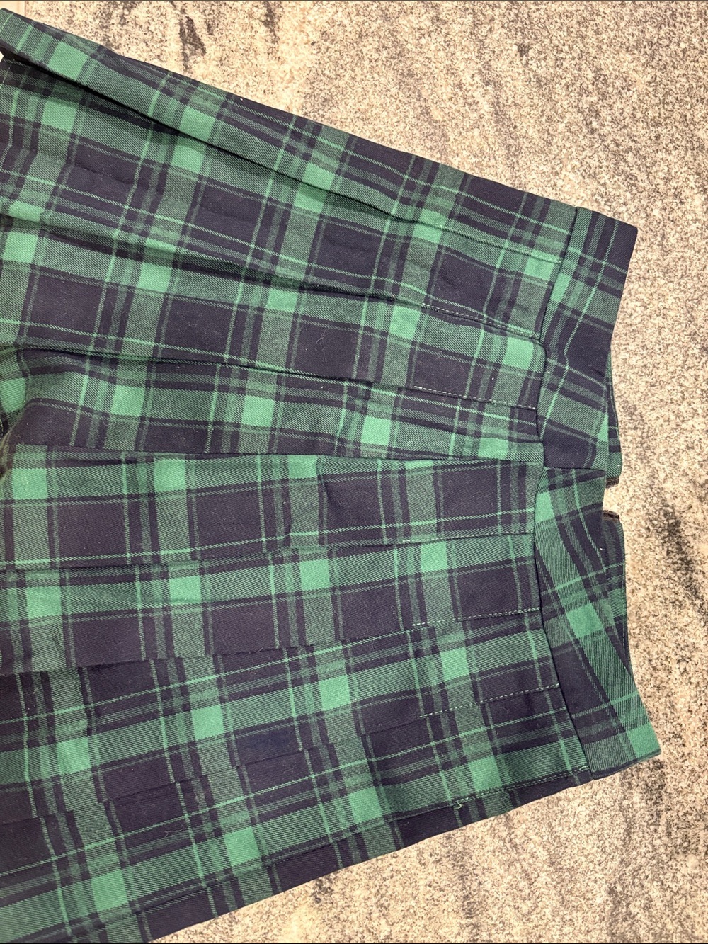 Plaid Green and Navy Kids Pleated Skirt